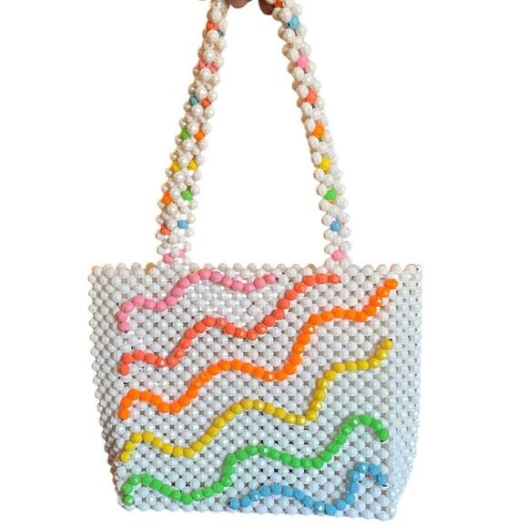 Susan Alexandra Designer Loop di Loop Colorful Rainbow Pride Beaded Bag - Picture 1 of 11